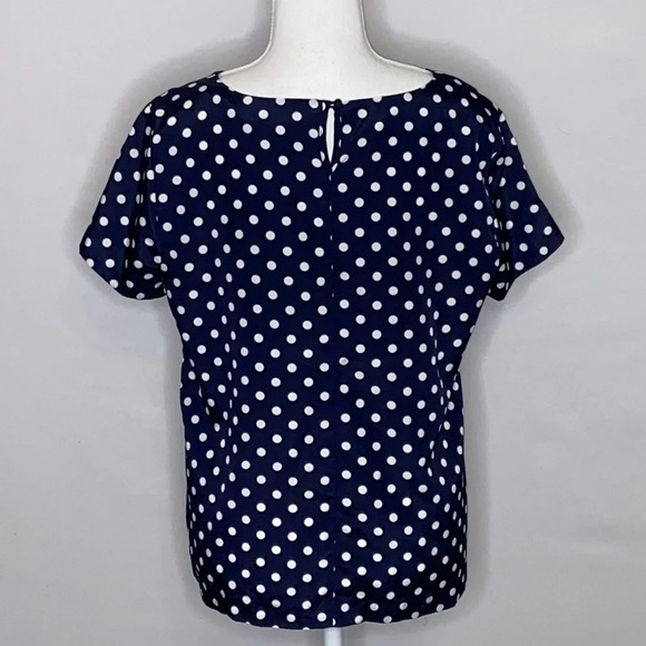 J. Crew Factory Navy & White Polka Dot Blouse - S - Picture 2 of 5